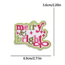 1 Pc Western Country Christmas Embroidered Iron On Patch, Cowboy Rodeo Santa Xmas Tree Cactus Pink Truck Car Bow Applique, Sew On Decor Patch For Denim Jacket Jeans Backpack Hat, Festive Holiday DIY Clothing Craft Gift - Multicolor - View 28
