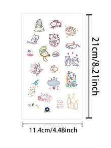 Colorful Cartoon Rabbit Cat Animal Series Temporary Waterproof Tattoo Stickers, Cute Dreamy Design, Suitable For Thighs Arms Back Chest, Ideal For Holiday Decoration And Photo Props, Lasts 2-5 Days - Multicolor - View 4