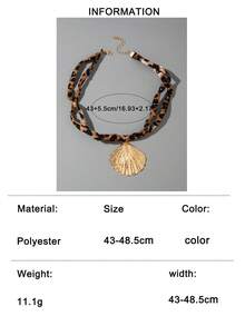 1pc+2pcs/ Personalized Fabric Polyester Leopard Print Cross Vortex Starfish Pendant Necklace, Suitable For Women's Daily Vintage Outfit Jewelry Gift - Multicolor - View 13