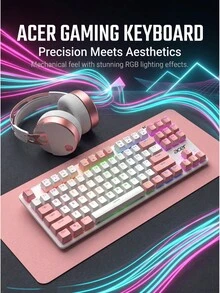 Acer OKW132 Wired Mechanical Keyboard: Premium Mechanical Switches, Backlit Keycaps; Metal Panel Is Wear-Resistant And Scratch-Resistant, Ergonomic Design For A Comfortable Typing Experience, USB Plug-And-Play For Easy Connection - View 1
