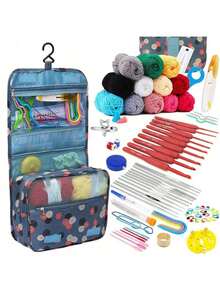 EDCUEBE7 1 Set Alat Rajut Kait Set Perlengkapan Jahit Kit Merajut untuk Pemula, Dengan Benang Rajut dan Tas Penyimpanan, Kait Rajut Ergonomis dan Aksesoris (Semua Warna Produk Acak, Kemasan Benang Acak) - Berbagai gaya - View 2