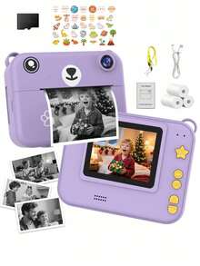Instant Camera For Kids,Includes Three Rolls Of Printing Paper, USB Charger, And Features For Digital Photography, Video Recording, And Delayed Printing, Perfect For Thanksgiving, Christmas, And New Year Gifts. - Multicolor - View 9