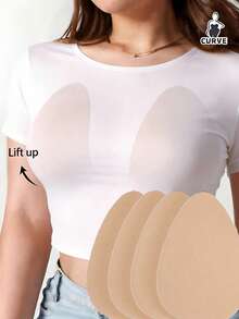 4pcs Invisible Adhesive Breast Lift Tape, Strapless Adhesive Bra, Suitable For B-E Cup Large Bust Plus Size - Apricot - View 2