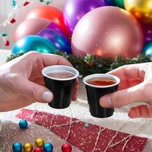 20pcs 2oz Small Cups - Mini 2oz Party Cups, Black Small Cups, Easter Wine Cups, Mini Liquor Cups, For Parties, Birthday Parties, Neon Cups, Beer Tasting, Snack Sample Tasting, Reusable - Black - View 4