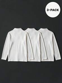 Camvyn Men's 3-Piece T-Shirt Set, Autumn Loose Drop Shoulder Crew Neck Long Sleeve Pocket T-Shirt, Casual Everyday Versatile - White - View 4