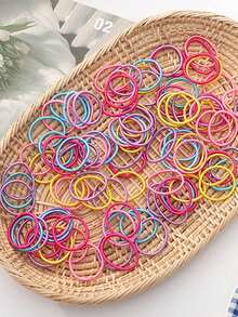 50pcs 2cm Hair Ties, Rubber Bands, Elastic Hair Ropes, Small Rubber Rings For Daily Hair Styling - Multicolor - View 6