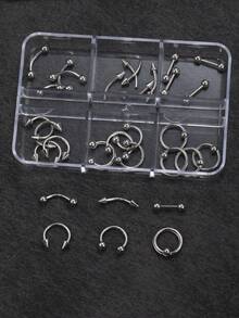 6-Grid 30pcs Punk Style Metal Rivet Nail Art Decorations, Silver 3D Rivet Nail Art Decor, DIY Alloy Nail Art Accessories, Ideal Decoration For Nail Art Enthusiasts And Nail Art Projects - Multicolor - View 5