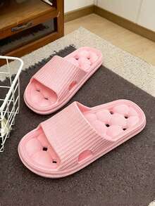 New Flowing Water Slippers Women's Home Slippers Vacation Slippers Beach Slippers Pink Slippers Plastic Slippers Lightweight Soft Sole Indoor Slippers - Pink - View 2