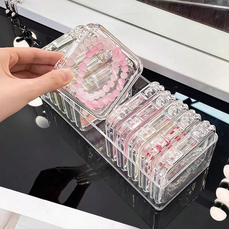 1pc Nail Art Display Case, Transparent Sealed Storage Box For Nail Polish, Nail Art Collection And Organization