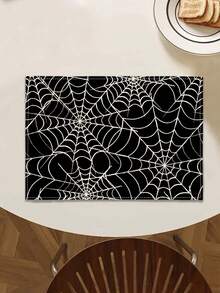 1pc Black & White Spider Web Halloween Pattern Printed Linen Table Runner, Placemat, Suitable For Holiday, Party, Birthday, Dinner, Kitchen, Dining Table Decor, Shoe Cabinet Storage Cabinet Cover, All Season Room Decor, Home Textile Decor Table Runner, Placemat - Multicolor - View 6