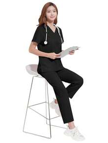 Ropa de trabajo para empleado de médico de hospital, traje de secado rápido, informal y cómodo - Morado - Ver 3