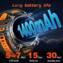 GAWSUG 1400mAh Rugged Smart Watch Military Tactical IPX8 Waterproof Bluetooth Call Flashlight Fitness Tracker Men Women Gift - View 7