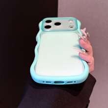 1pc Cute Wavy Edge Phone Case, Compatible With IPhone 17 ProMax/17Pro/17/11 12 13 14 15 16 Pro Max, With Camera Lens Protection, Suitable For - Mint Green - View 5