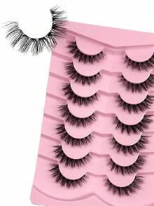 7 Pairs Clear Band Fake Eyelashes Natural Cils Thick False Eyelashes Cross Eye Lashes Reusable Eyelash Makeup Transparent Band Cat Eye Eyelash Makeup Essentials Strip Lashes Lashes Eyelashes Fake Lashes - Black - View 9