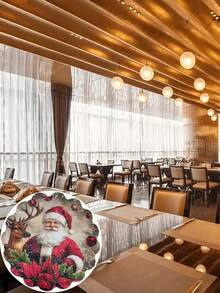 2pcs/4pcs/6pcs/8pcs Polyester Round Non-Slip Washable Christmas Placemats, Santa Claus And Reindeer Pattern, Suitable For Holiday Parties, Dining, Home Decor - Multicolor - View 6