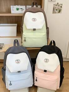 1pc Colorblock Tricolor Backpack, Casual Versatile Side Pocket Adjustable Strap Daily Use Bag, Suitable For Daily Outings And Commuting - Multicolor - View 4