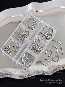 1 Box/12 Compartments Punk Metal Spikes & Chains Nail Art Decoration Set - Gothic Style DIY Nail Art Accessories Nail Supplies Nail Decorations Nail Rhinestones - Multicolor - View 7