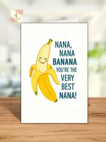 1pc Cute Funny Birthday Greeting Card For Nana, Grandma, Grandmother – Smiling Banana Cartoon Design, Playful Heartwarming Card, - One Size Fits All - View 6
