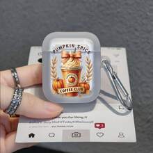 1 pieza Estuche para auriculares con diseño de taza de café de calabaza y especias, semitransparente mate con estampado vintage de bebida de otoño, con mosquetón y carcasa blanda, compatible con AiPods1/2, compatible con Airpods3, compatible con Airpods4, compatible con Airpodspro, cobertura completa y protección anticaída para auriculares Bluetooth - transparente - Ver 4