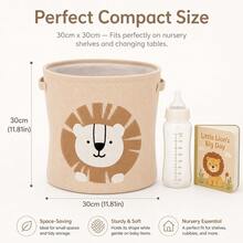 1pc[Large Capacity Storage Basket] Lion & Giraffe Cartoon Pattern Storage Bin, Fabric Foldable Laundry Basket, Clothing Organizer Bin, Living Room Multi-Functional Storage Bucket - Multicolor - View 2