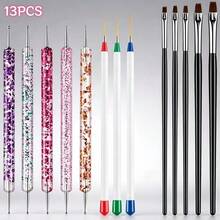 Nail Art Painting Brush Set, Dotting Pens, Flat Brushes, Suitable For Salon & Home Use - Multicolor - View 8
