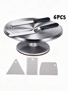 Rotating Cake Turntable, Cake Decorating Set, Cake Decorating Tips And Frosting Tools, Cake Molds, Cream Cake Baking Piping Turntable, Birthday Cake Decorating Turntable, Stainless Steel Spatula And Scraper, Home Cream Cake Tools, Suitable For Baking Cupcakes, Cookies, Muffins, Etc., Complete Kitchen Utensils - Multicolor - View 1