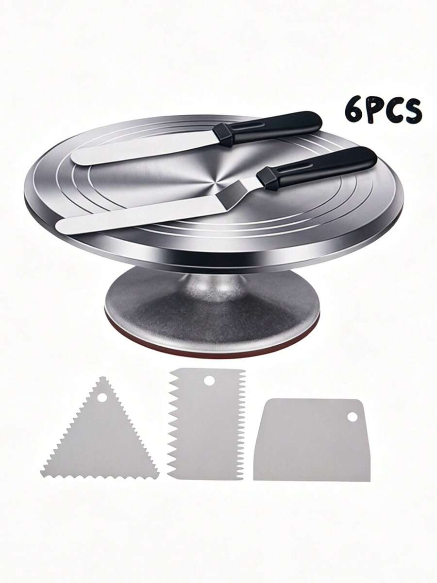 Rotating Cake Turntable, Cake Decorating Set, Cake Decorating Tips And Frosting Tools, Cake Molds, Cream Cake Baking Piping Turntable, Birthday Cake Decorating Turntable, Stainless Steel Spatula And Scraper, Home Cream Cake Tools, Suitable For Baking Cupcakes, Cookies, Muffins, Etc., Complete Kitchen Utensils - Multicolor - View 1
