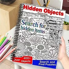 كتاب أنشطة 2 في 1 تلوين فني للتأمل + ألغاز البحث عن الأشياء المخفية للبالغين، كتاب أنشطة البحث عن الأشياء المخفية، كتاب صور ألعاب الألغاز مع أكثر من 400 عنصر مخفي، كتاب تلوين وألغاز لتخفيف التوتر، مجلد حلزوني A5، مناسب للبالغين وكبار السن، هدية تدريب الدماغ وتخفيف التوتر - مشاهدة 9