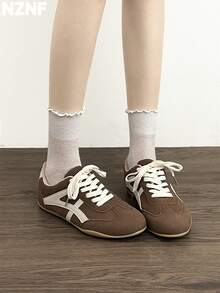 NZNF Premium Flat German Training Shoes For Women, New Autumn Versatile Sneakers To Match Skirts - Brown - View 6
