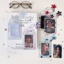 Star Polka Dot Transparent Card Holder Pendant, Korean Style Idol Photo Card Protective Sleeve, Album Card Storage, Guka Sleeve Keychain - Multicolor - View 10