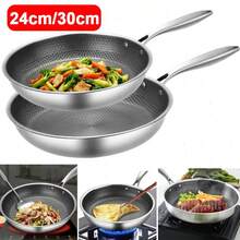 Stainless Steel Induction Geo Hex Frying Pan Non Stick Cooking Cookware 24/30cm - View 1