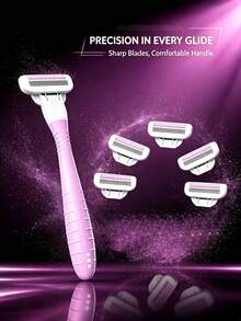 Women's Manual Razor Set 1 Handle + 16 Replacement Blades, 3-Layer Stainless Steel Blades Washable With Lubricating Strip To Reduce Friction And Smooth Hair Removal, Fits Body Curves For Underarms, Legs, Bikini And Full Body Hair Removal, Portable Home Hair Removal Kit - 1 Handle + 16 Blades - View 2