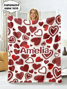 1pc Customized Photo Blanket, Personalized Flannel Blanket With Photo And Text, Office Nap Blanket, Comfortable Blanket, Mother's Day, Father's Day Gift For Parents, Bedding Blanket, Customized Bed Blanket, Customized Text Blanket, Personalized Home Blanket, Customized Name Blanket, Personalized Family Blanket With Photo And Text, Personalized Throw Blanket, Friend Blanket, Comfortable Blanket, Home Gift, Wedding Gift - Multicolor - View 2