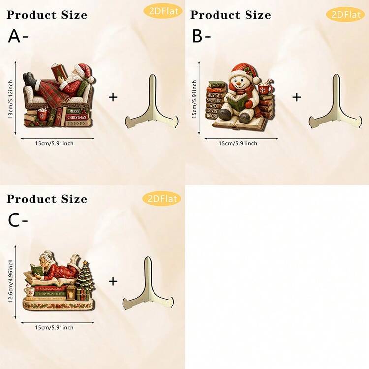 1pc Vintage Christmas Wooden Decor, Santa Claus Book & Coffee Cup Design, Artistic Bookshelf Fireplace Decoration, Suitable For Home Desktop, Fireplace And Winter Holiday Scene Decor - Multicolor - View 13