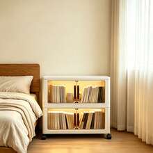[Extra Large] Space Saving Storage Cabinet, Stackable Storage Boxes, 2/4/5Tier Foldable Storage Cabinet With Wheels&Lids, Lidded Storage Bins Organizer For Entrance, Corridor, Bedroom, Wardrobe, Office, Multi-Functional - View 11