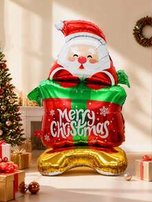 1PC Standing Santa Claus Gift Box Balloon, Suitable For Christmas, Next To Christmas Tree, Fireplace, Outdoor Yard/Porch Welcome, Holiday Atmosphere Decoration, Photo Backdrop - Multicolor - View 1