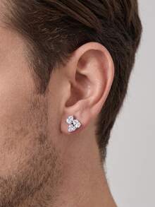 1 Pair Premium Minimalist Exquisite Rounded Oval Polished Silver Men's Stud Earrings, Comfortable Versatile For Daily Casual Commute Wear - Earrings Type D - View 1