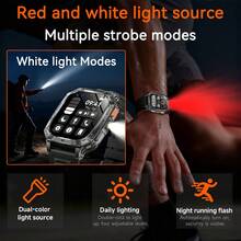 GUHUAVMI 2026 New Outdoor Sports Smart Watch For Men, 1400mAh Ultra-Large Battery, 90 Days Standby, With Powerful LED Flashlight, 2.01-Inch HD Full Touch Screen, IPX8 Waterproof, Bluetooth Calling, Voice Assistant, Reminder Functions, 100+ Sports Modes, Fitness Tracking, Men's Sports Smart Watch, Compatible With IPhone And Android, Suitable For Outdoor Hiking, Camping, Cycling And More - View 6