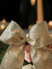 Glitter Christmas Ribbon, Gold & Silver Fabric Ribbon Roll, Can Make Christmas Bows, Suitable For Gift Wrapping, Christmas Tree Decoration, Wreath Making, Gift Packaging, Holiday Home Party Decoration Supplies - A - View 8