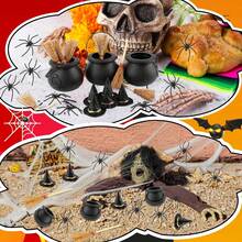 2/4/6pcs Mini Plastic Witch Cauldron With Mini Witch Broom, Black With Handle Witch Cauldron Bucket, Halloween Candy St. Patrick's Day Coin Storage Box And Party Favor - Multicolor - View 4