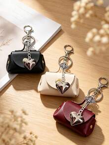 Mini Handbag Keychain, Bee & Heart Pendant Accessory Series, Coin Purse, Portable Small Bag Charm, Suitable For Loose Change And Coins - Multicolor - View 8