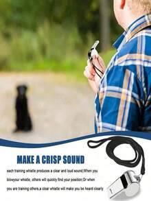 1/3/5pcs Stainless Steel Whistles With Lanyard, Loud And Clear Sound, Suitable For Coaches, Referees And Staff - Multicolor - View 6