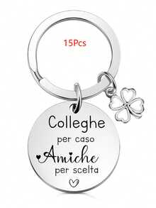 1pc/6Pcs/15Pcs/24PcsFriend Colleague Lucky Four-Leaf Maple Leaf Keychain; Friendship Keychain; Thanksgiving Retirement Gift; Birthday - Silver - View 10