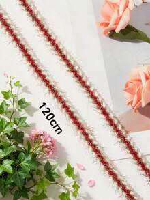 1 Pair 120CM Colorful Fashion Gold Thread Non-Elastic Decorative Shoelaces Suitable For Sports Shoes, Training Shoes, Versatile Replaceable Shoelaces Shoe Accessories/Shoelaces Only, Shoes Not Included - Red - View 2