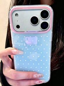 Ins韓系簡約黃色波點手機殼，適用於Apple 17 Pro Max、13/12/16 Pro、新款15 Pro Max，女款純色創意雙層全包覆硬殼保護套 - 彩色 - 查看 1