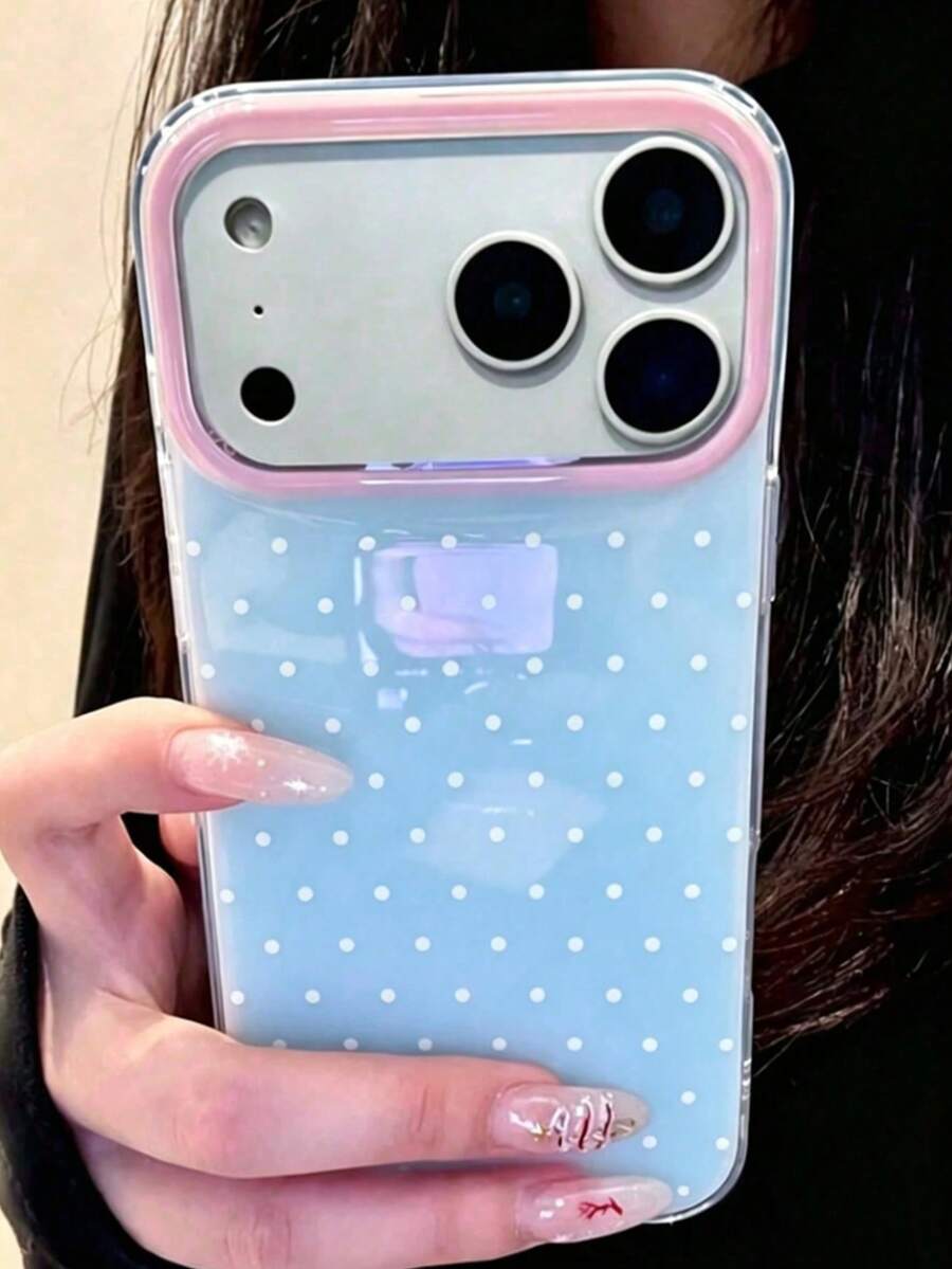 Ins韓系簡約黃色波點手機殼,適用於Apple 17 Pro Max、13/12/16 Pro、新款15 Pro Max,女款純色創意雙層全包覆硬殼保護套 - 彩色 - 查看 1