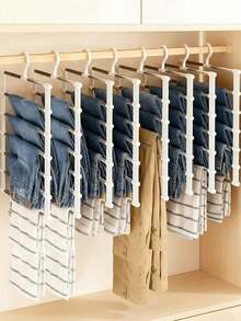 1/2pcs Magic Multi-Layer Hanger, Foldable Aluminum Alloy Pants Rack, Multi-Functional Pants Rack, Scarf, Closet Storage Rack, Suitable For Pants, Leggings, Scarves, Ties, Dorm, Closet, Storage Organization, Holiday Gift - Multicolor - View 1