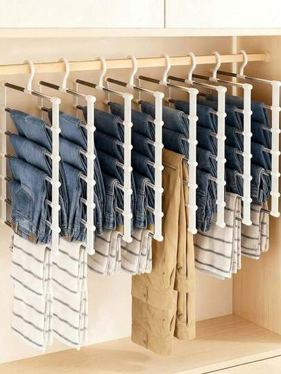 1/2 Stücke Magischer Mehrschicht-Kleiderbügel, faltbarer Hosenständer aus Aluminiumlegierung, multifunktionaler Hosenständer, Schal, Kleiderschrank-Aufbewahrungsständer, geeignet für Hosen, Leggings, Schals, Krawatten, Wohnheim, Kleiderschrank, Aufbewahrungsorganisation, Urlaubsgeschenk