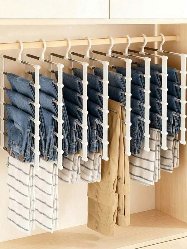 1/2pcs Magic Multi-Layer Hanger, Foldable Aluminum Alloy Pants Rack, Multi-Functional Pants Rack, Scarf, Closet Storage Rack, Suitable For Pants, Leggings, Scarves, Ties, Dorm, Closet, Storage Organization, Holiday Gift