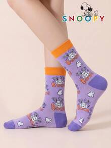 1/3 Pairs Snoopy Men's Socks, Colorful Puppy Pattern Fun Mid-Calf Socks, Cute Christmas Print Socks - Multicolor - View 4